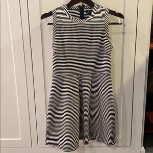 Madewell fit & flair navy and white stripped dress